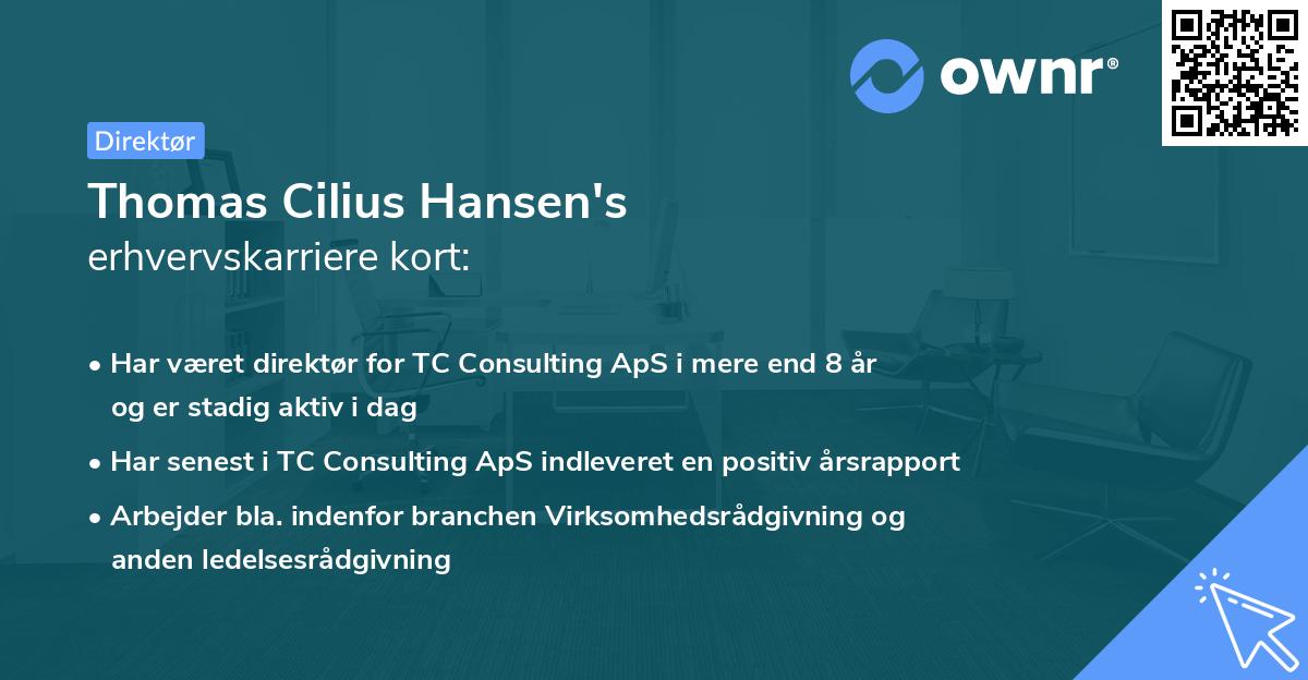 Thomas Cilius Hansen's erhvervskarriere kort