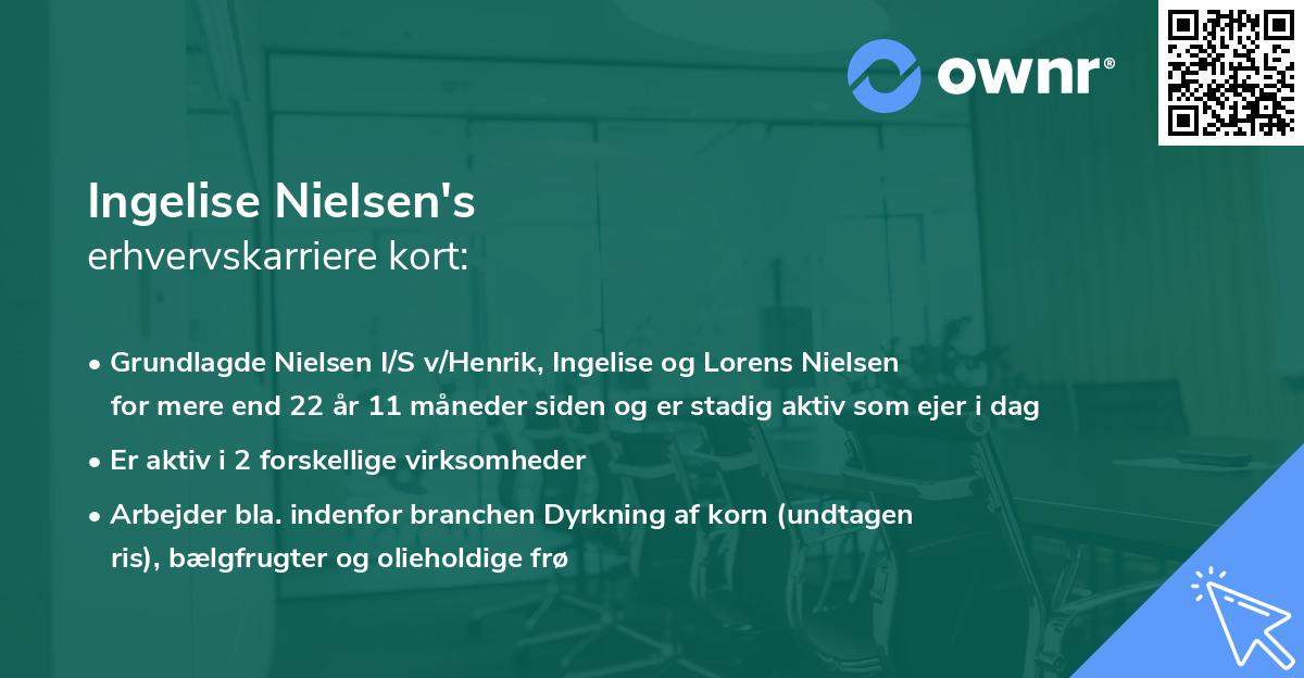 Ingelise Nielsen's erhvervskarriere kort