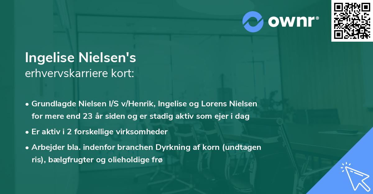 Ingelise Nielsen's erhvervskarriere kort