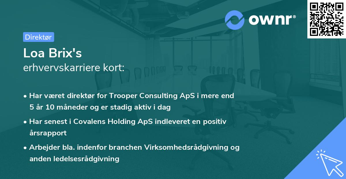 Loa Brix's erhvervskarriere kort