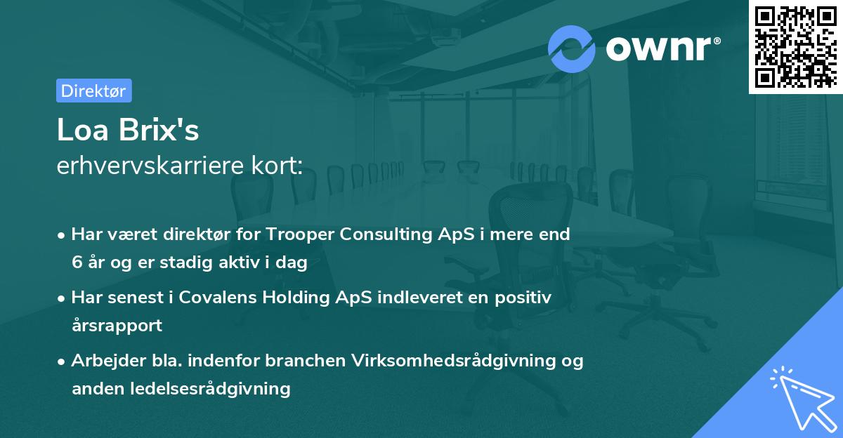 Loa Brix's erhvervskarriere kort