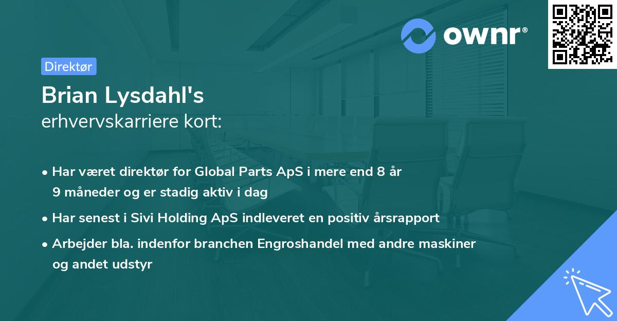 Brian Lysdahl's erhvervskarriere kort