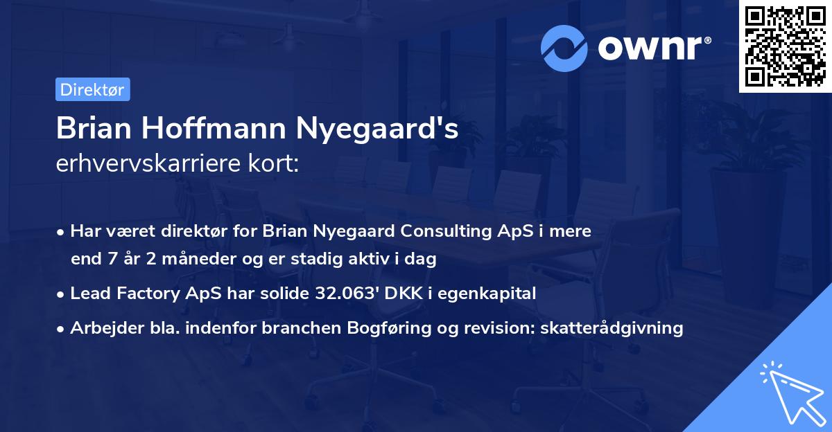 Brian Hoffmann Nyegaard's erhvervskarriere kort