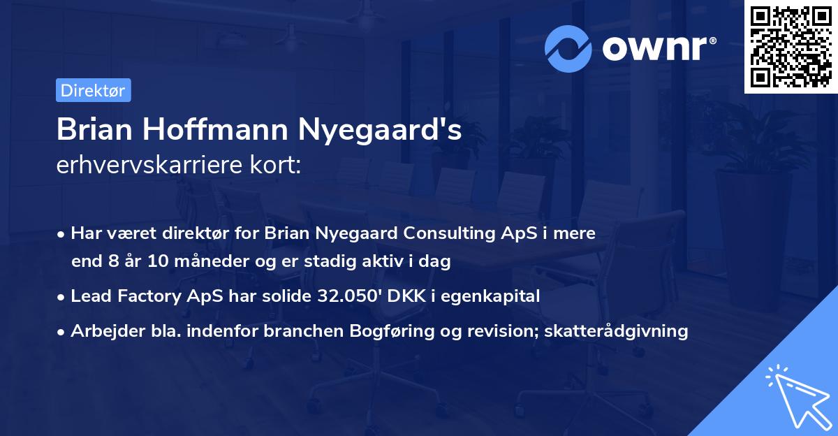 Brian Hoffmann Nyegaard's erhvervskarriere kort