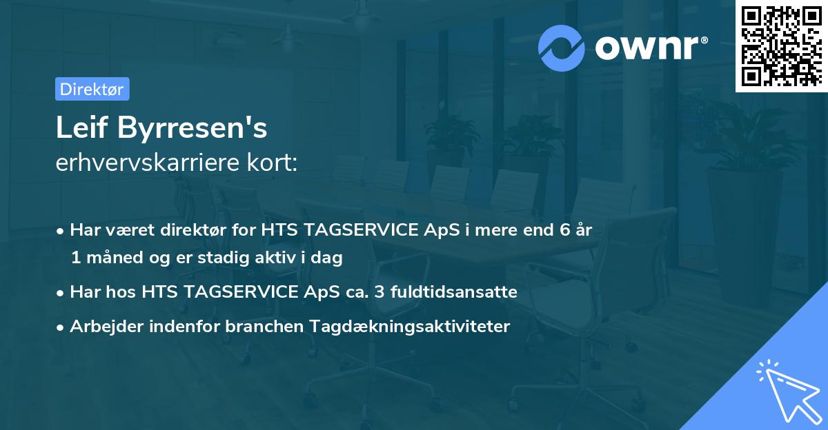Leif Byrresen's erhvervskarriere kort