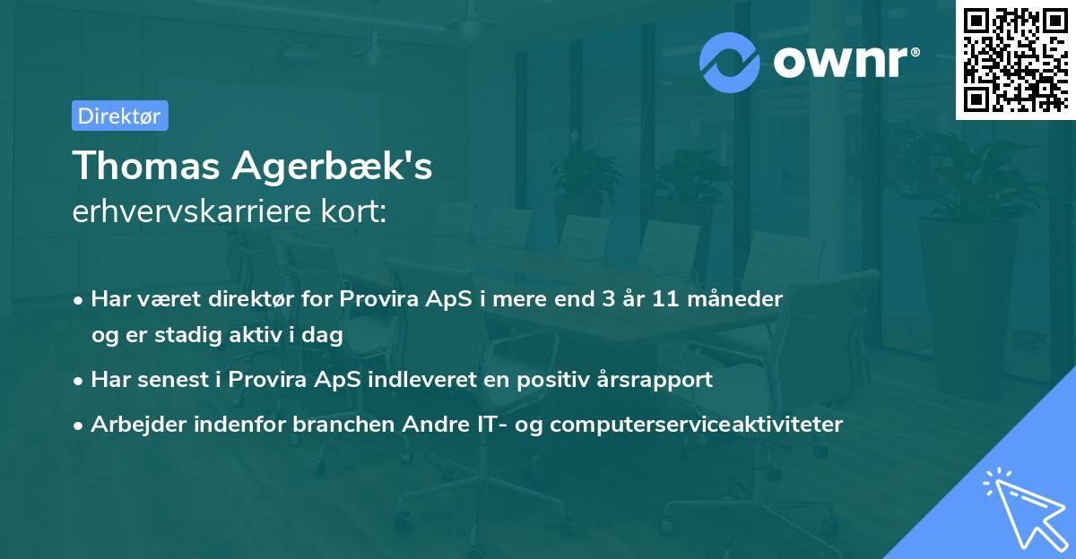 Thomas Agerbæk's erhvervskarriere kort