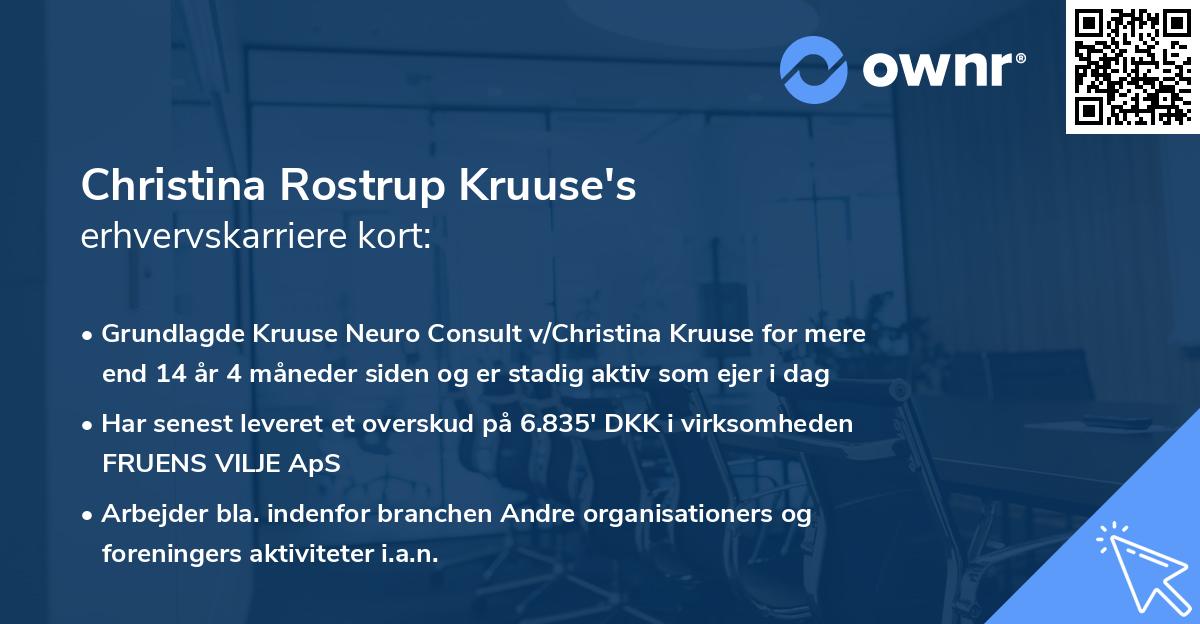 Christina Rostrup Kruuse's erhvervskarriere kort