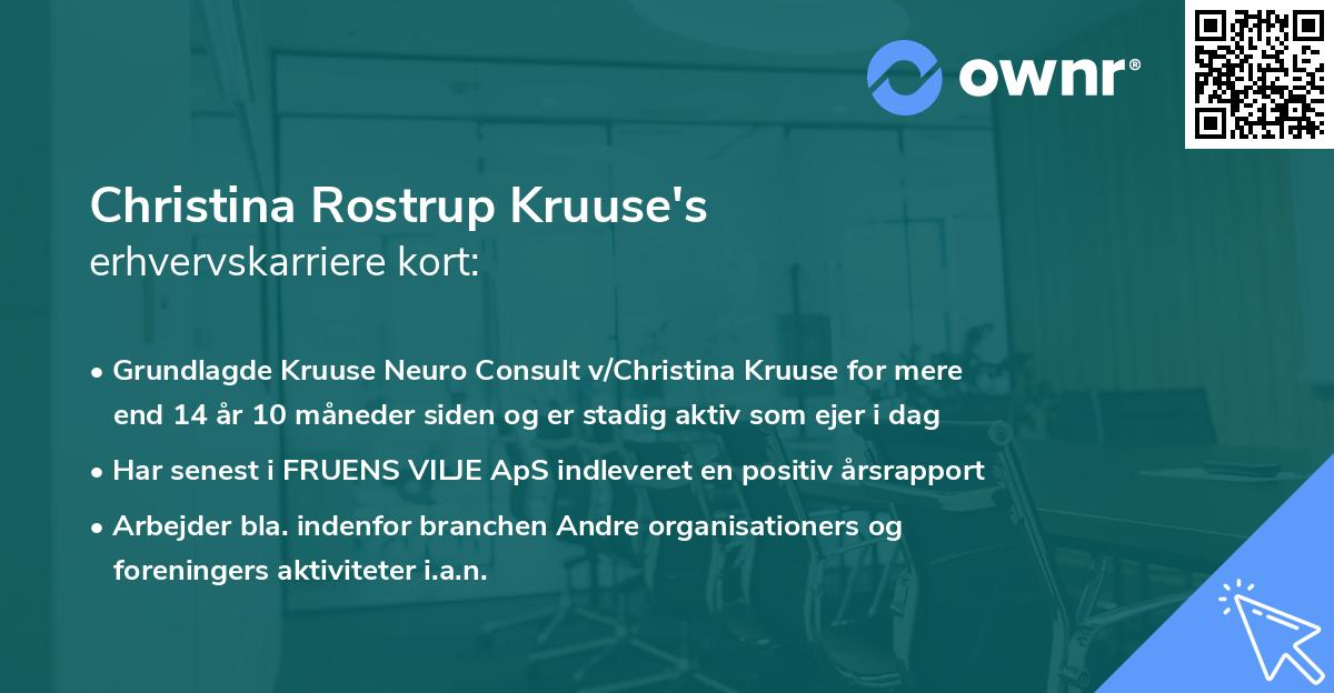 Christina Rostrup Kruuse's erhvervskarriere kort