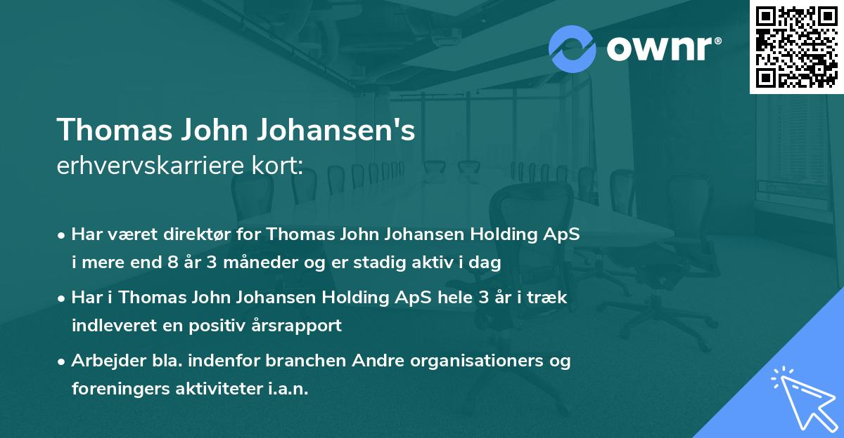 Thomas John Johansen's erhvervskarriere kort