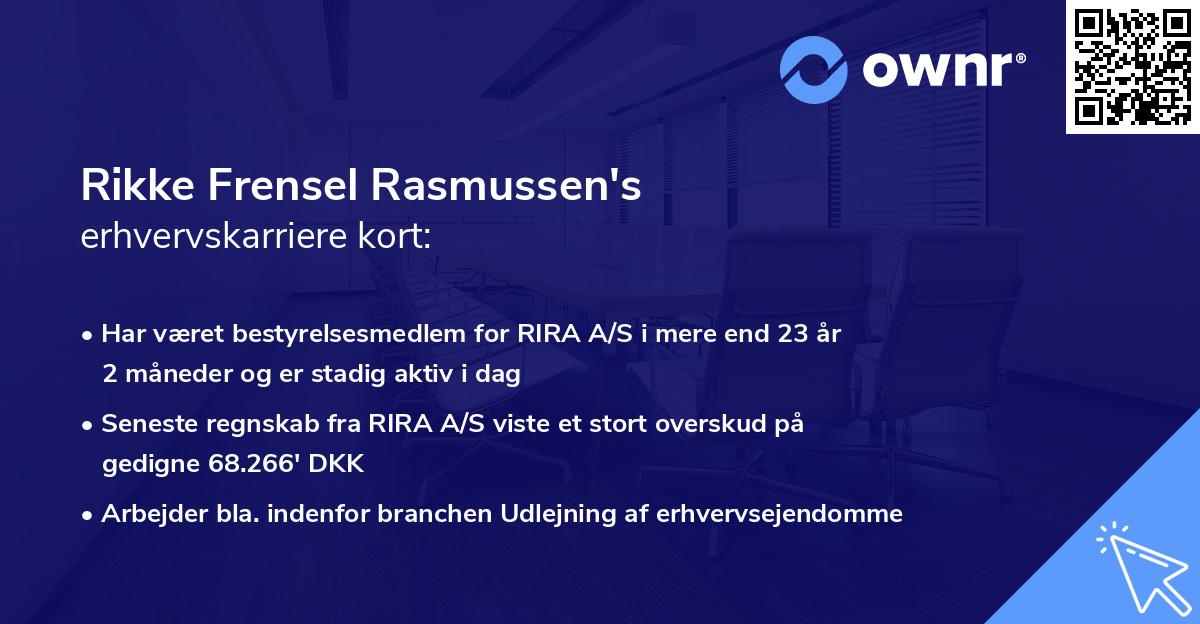 Rikke Frensel Rasmussen's erhvervskarriere kort