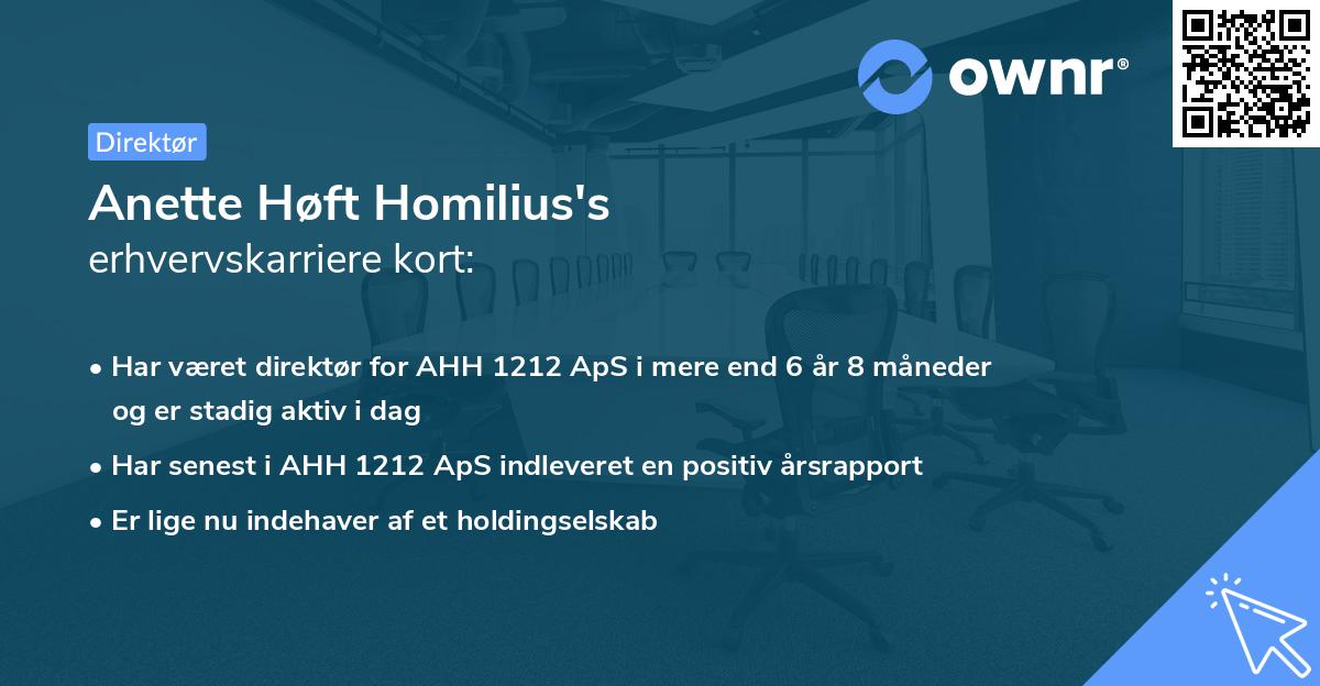Anette Høft Homilius's erhvervskarriere kort