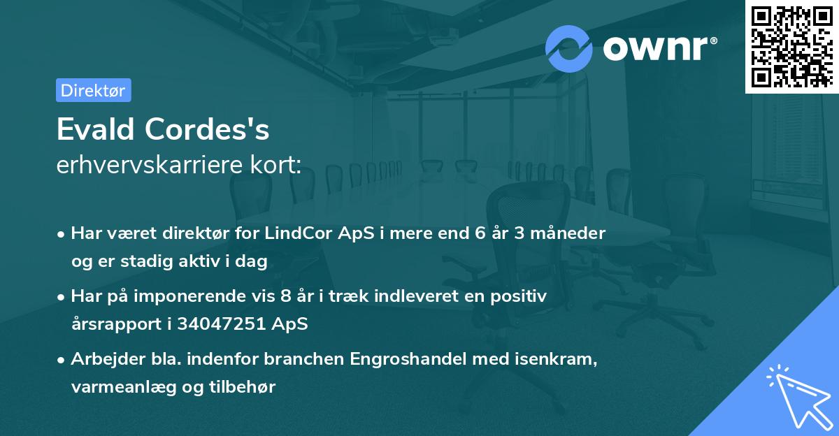 Evald Cordes's erhvervskarriere kort