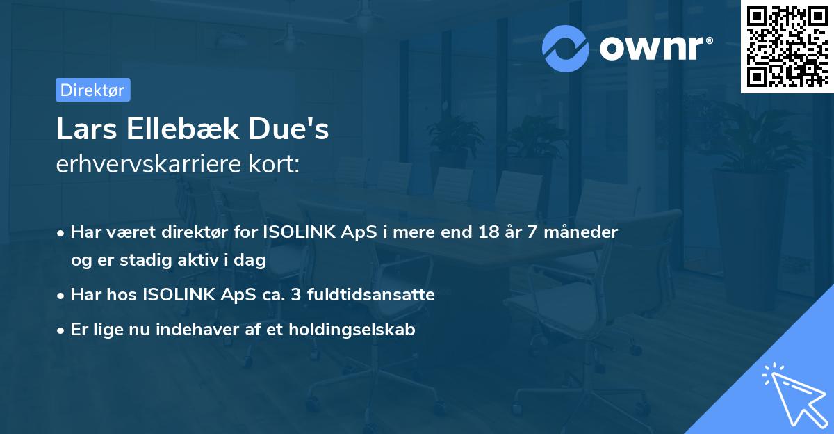 Lars Ellebæk Due's erhvervskarriere kort