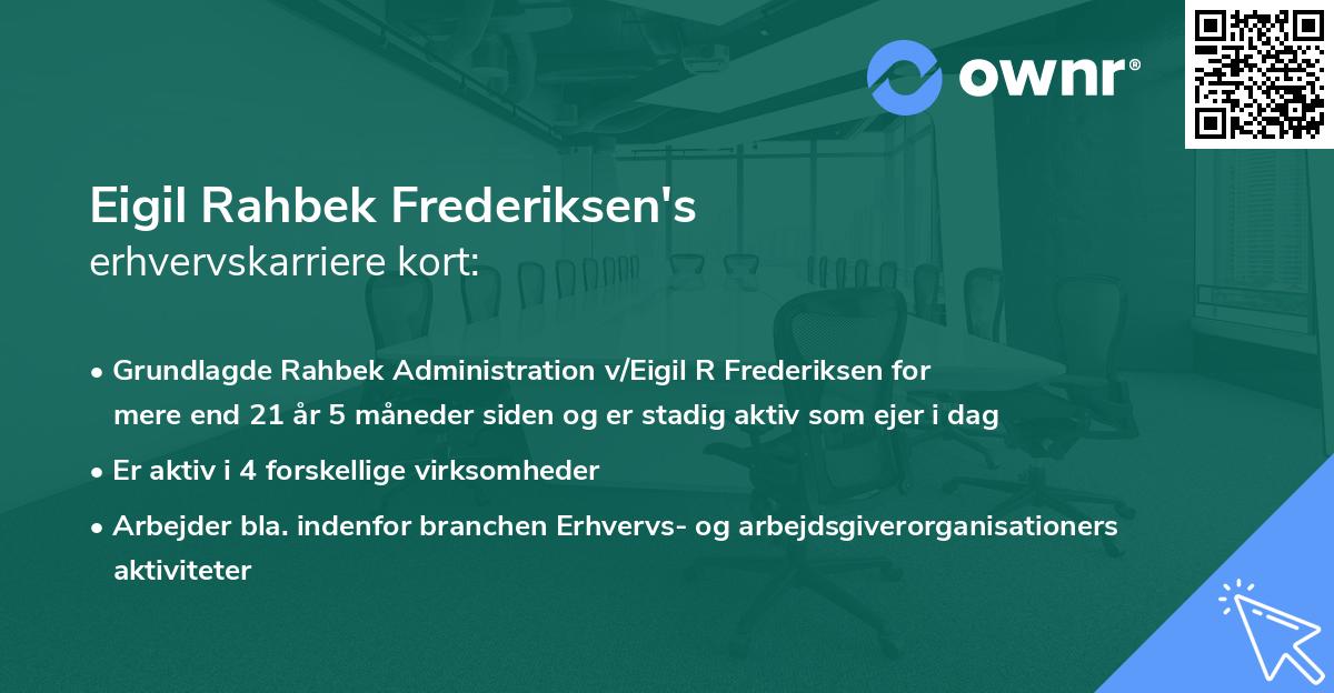 Eigil Rahbek Frederiksen's erhvervskarriere kort