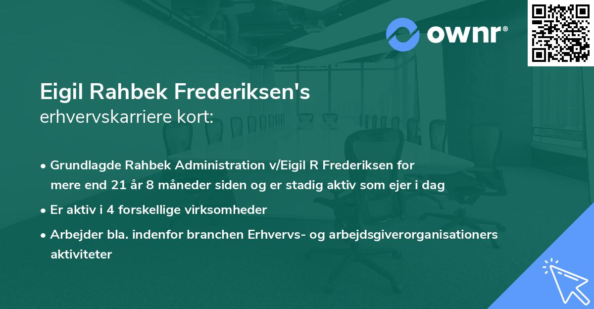Eigil Rahbek Frederiksen's erhvervskarriere kort