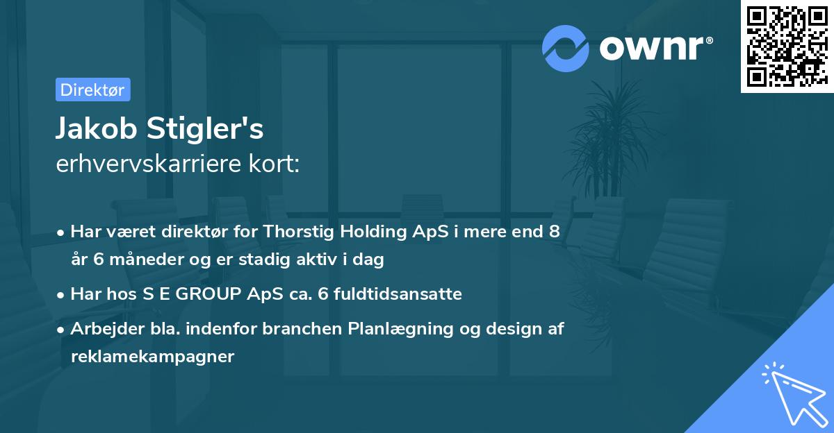 Jakob Stigler's erhvervskarriere kort