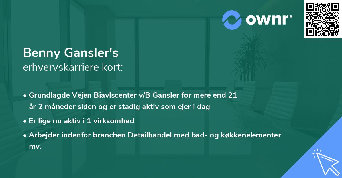 Benny Gansler's erhvervskarriere kort