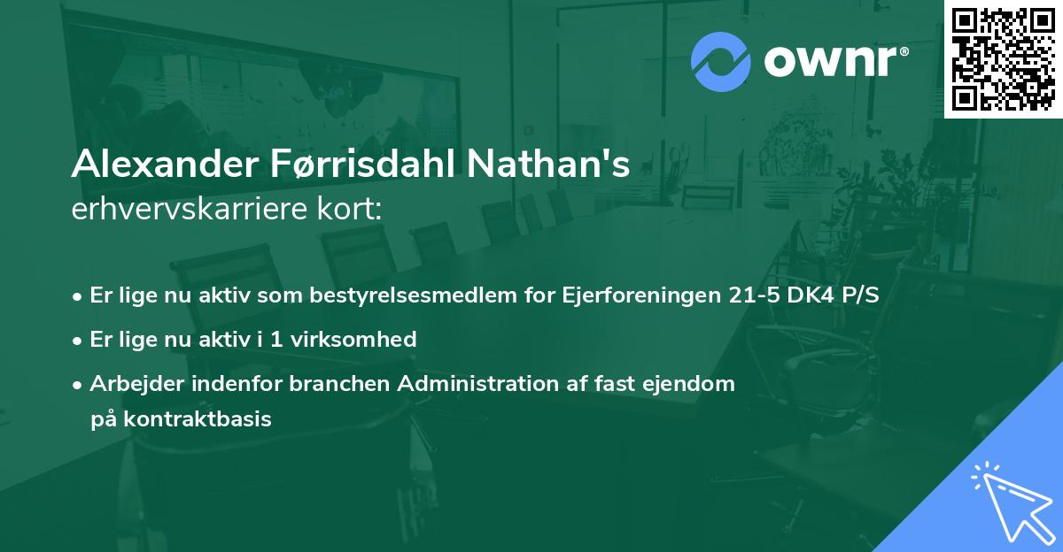 Alexander Førrisdahl Nathan's erhvervskarriere kort