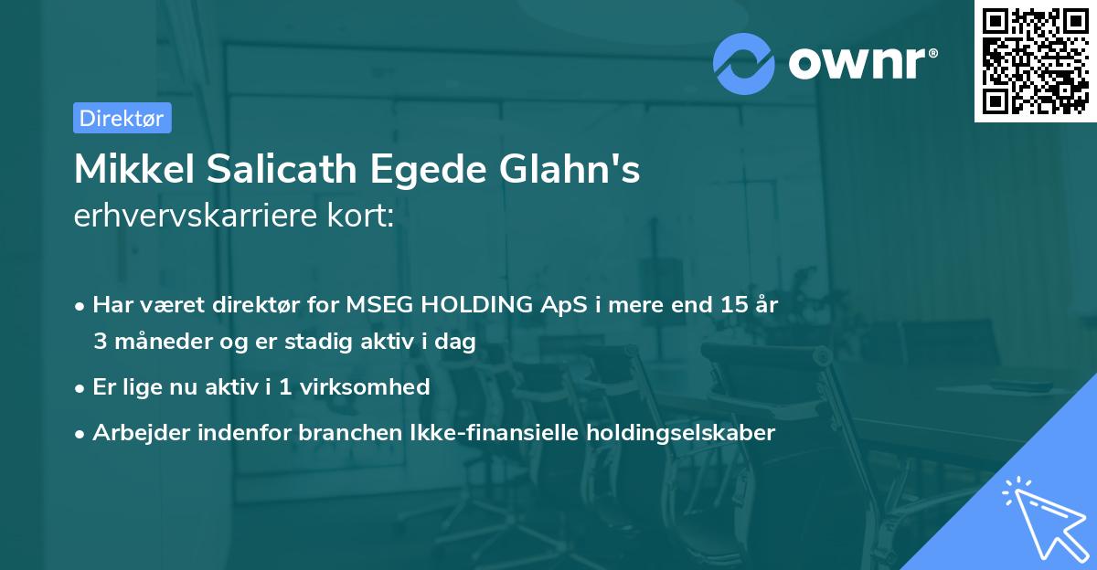 Mikkel Salicath Egede Glahn's erhvervskarriere kort