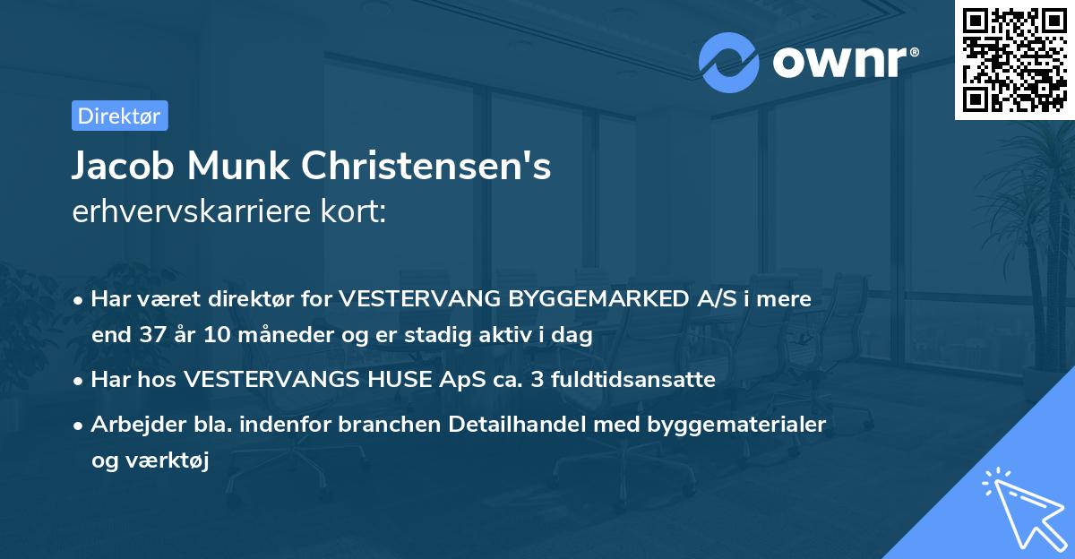 Jacob Munk Christensen's erhvervskarriere kort