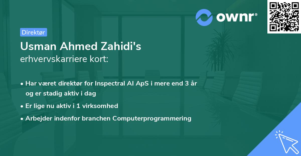 Usman Ahmed Zahidi's erhvervskarriere kort