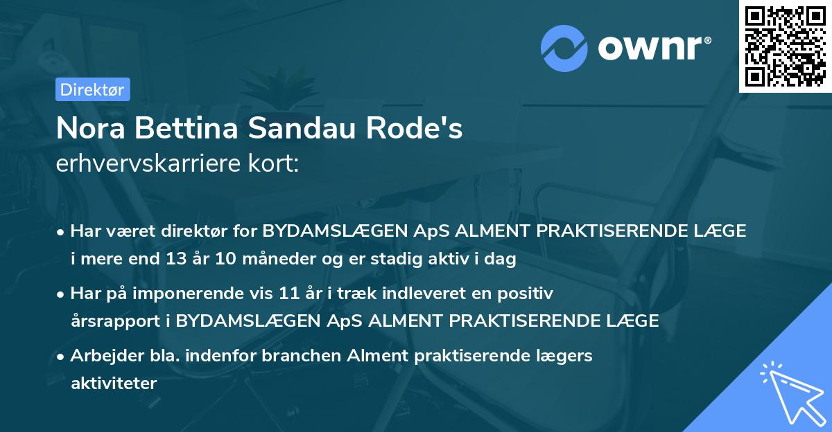 Nora Bettina Sandau Rode's erhvervskarriere kort