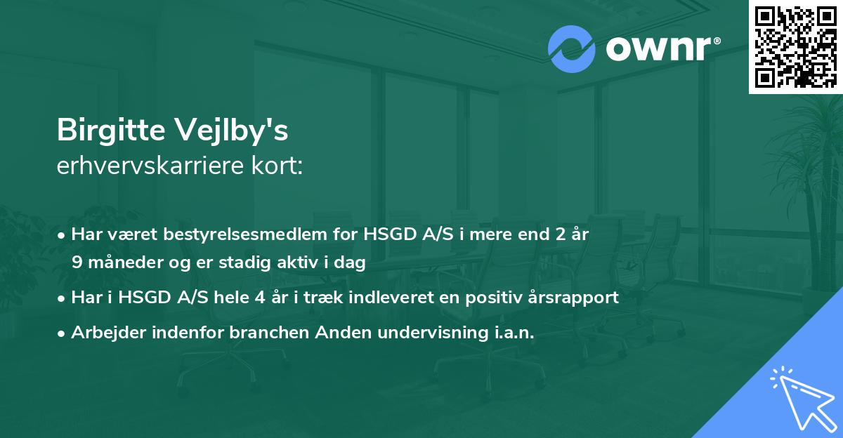 Birgitte Vejlby's erhvervskarriere kort