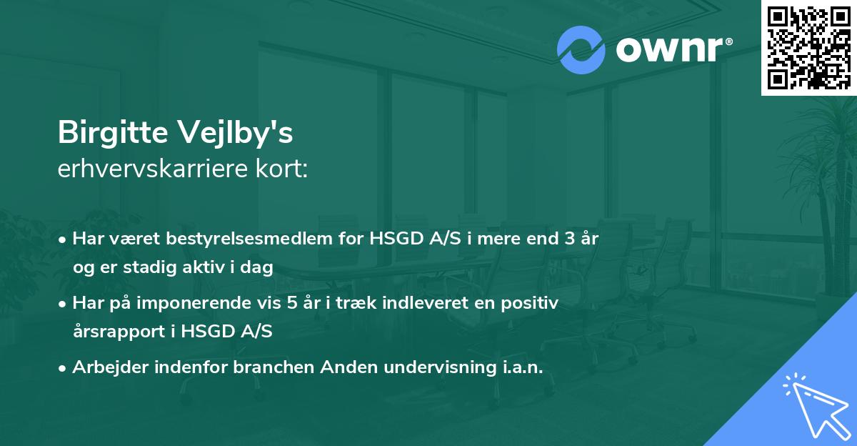Birgitte Vejlby's erhvervskarriere kort