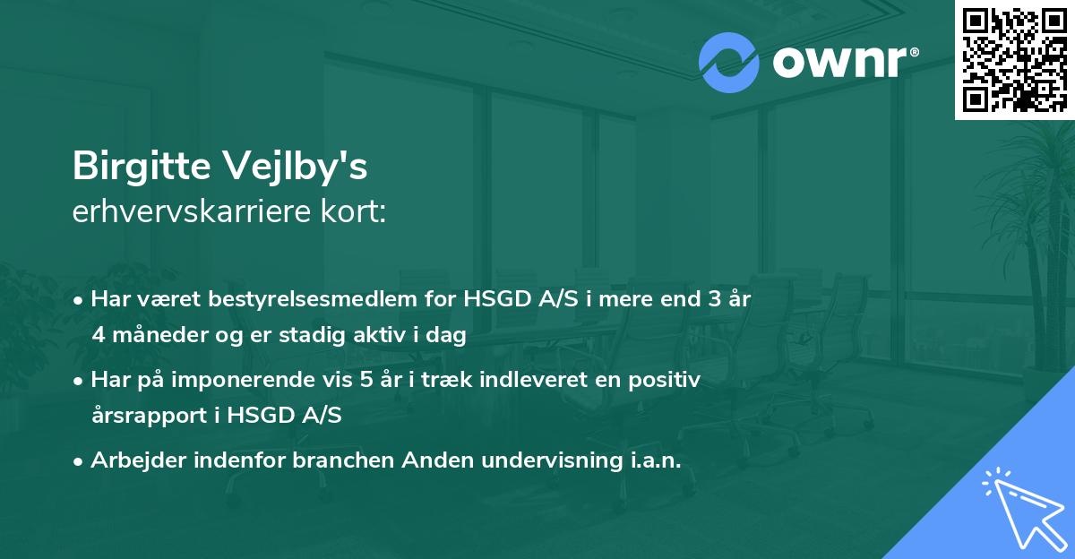 Birgitte Vejlby's erhvervskarriere kort