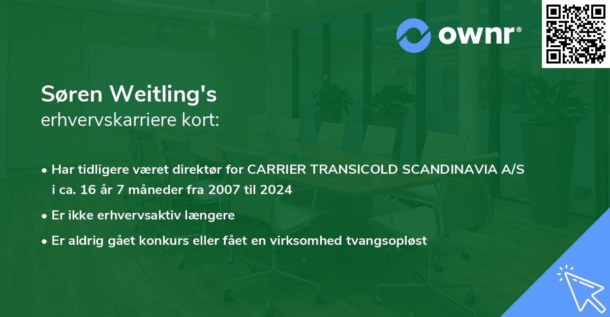 Søren Weitling's erhvervskarriere kort