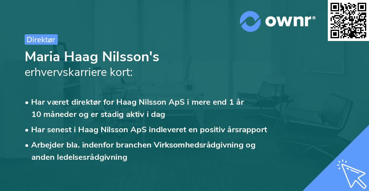 Maria Haag Nilsson's erhvervskarriere kort