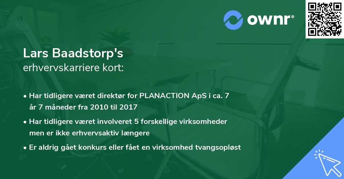 Lars Baadstorp's erhvervskarriere kort
