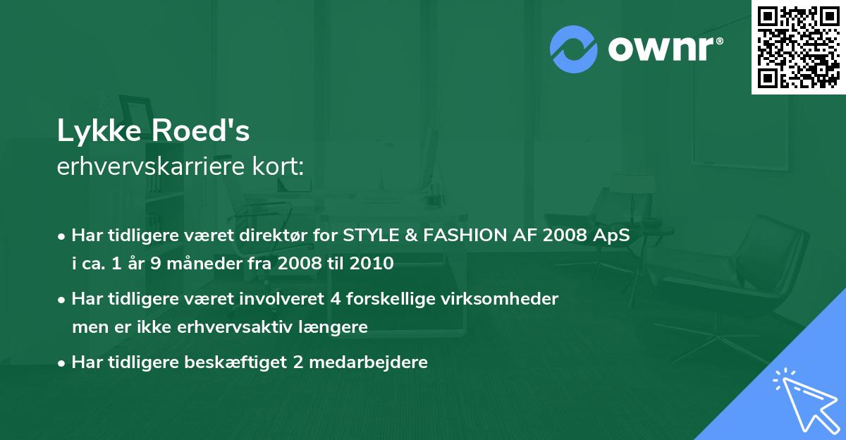 Lykke Roed's erhvervskarriere kort