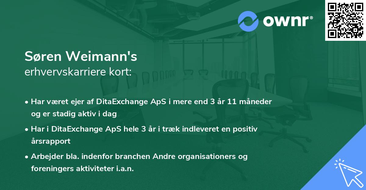 Søren Weimann's erhvervskarriere kort