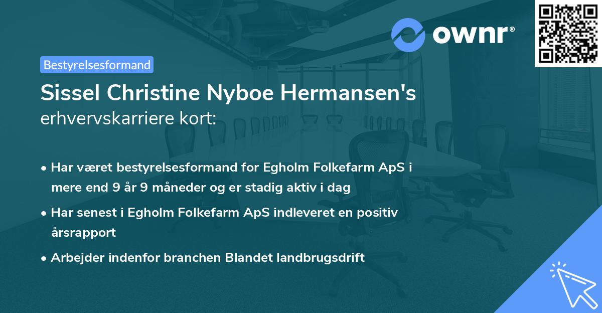 Sissel Christine Nyboe Hermansen's erhvervskarriere kort