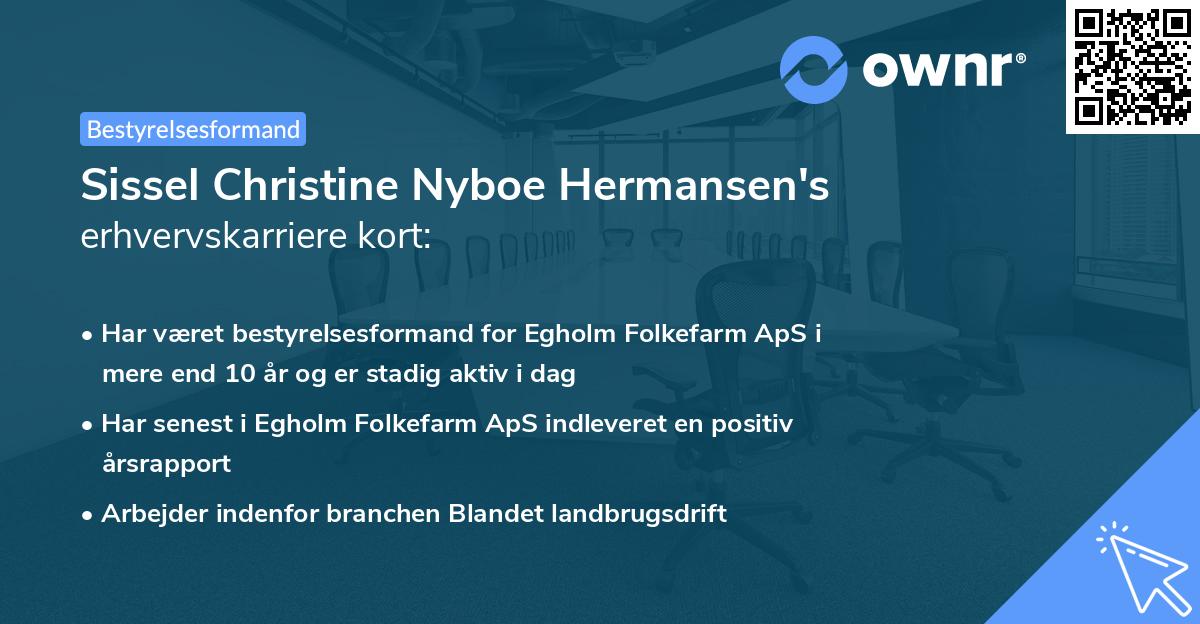 Sissel Christine Nyboe Hermansen's erhvervskarriere kort