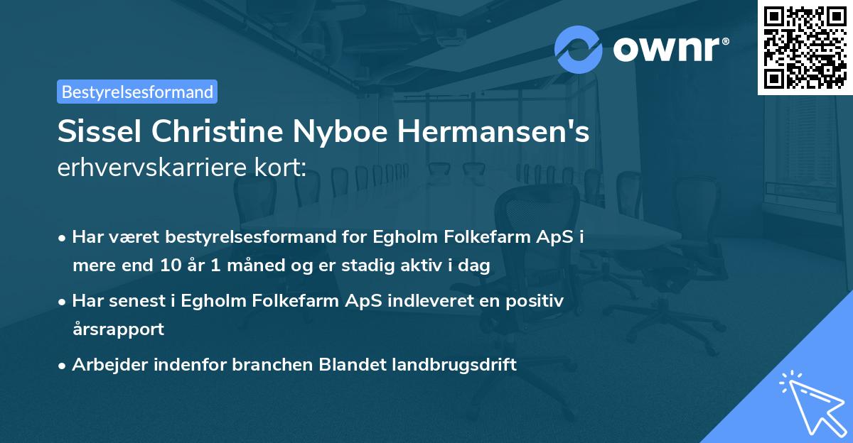 Sissel Christine Nyboe Hermansen's erhvervskarriere kort