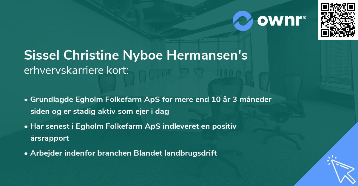 Sissel Christine Nyboe Hermansen's erhvervskarriere kort