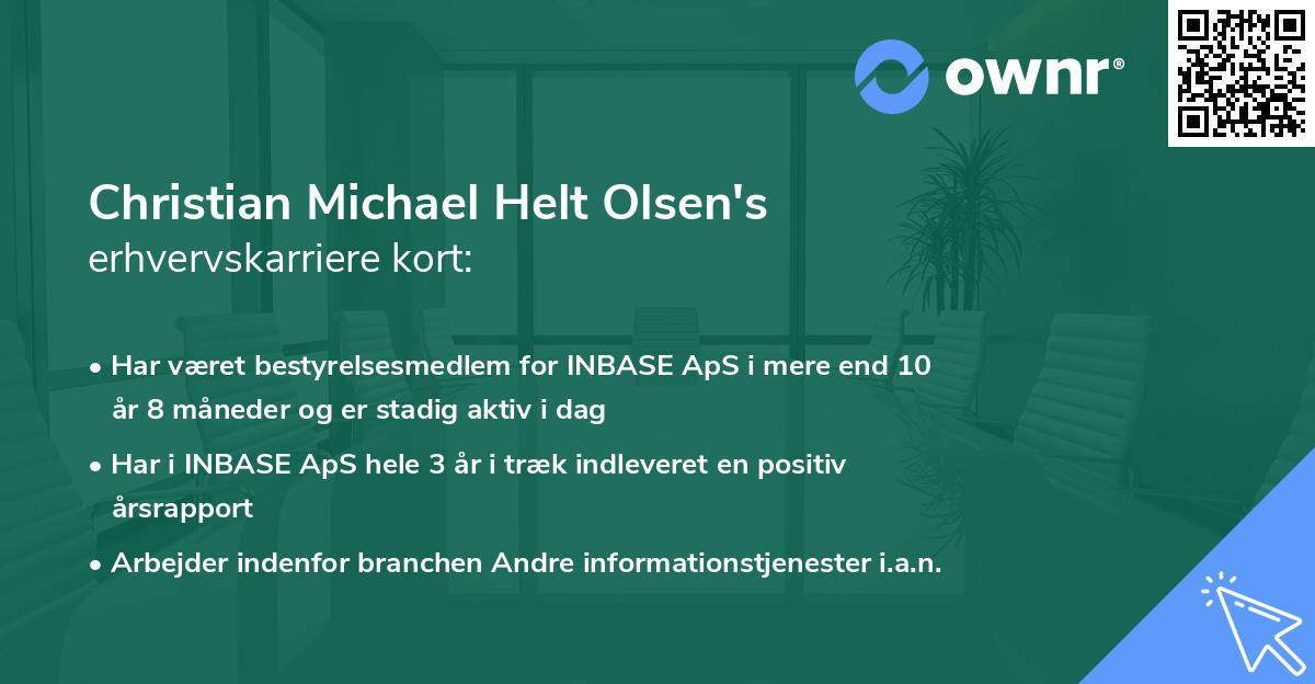 Christian Michael Helt Olsen's erhvervskarriere kort