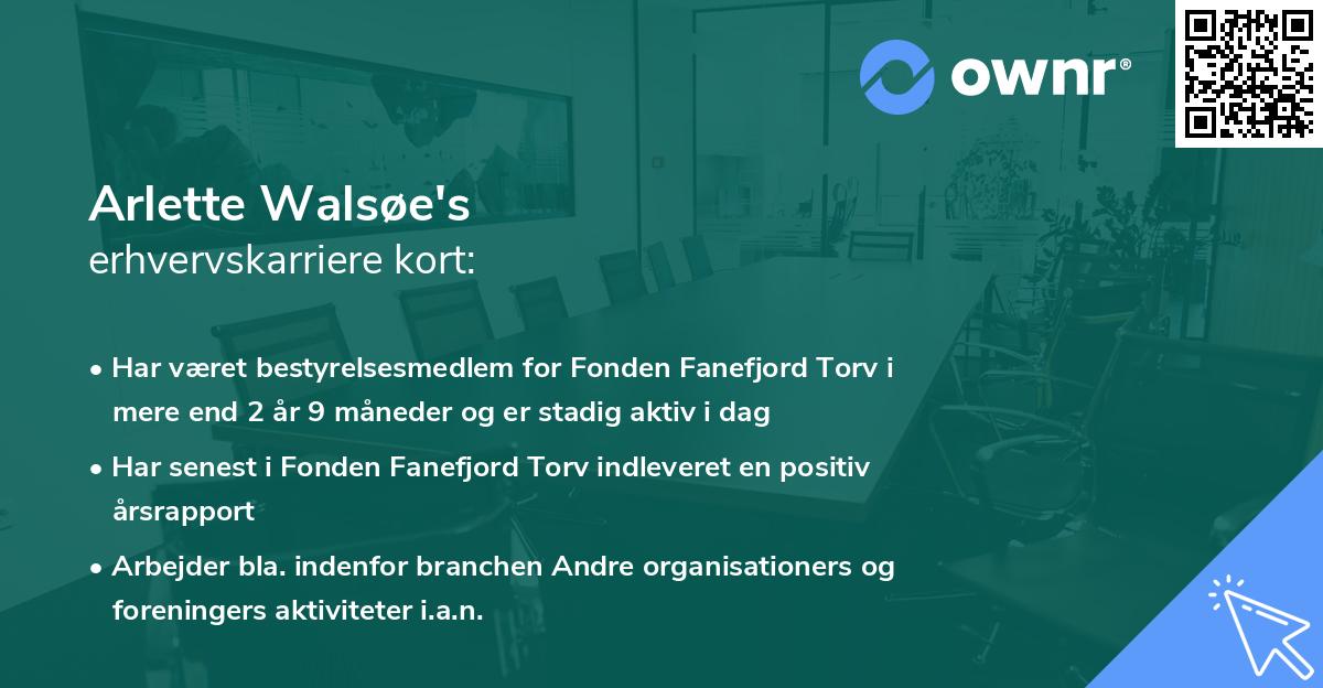 Arlette Walsøe's erhvervskarriere kort