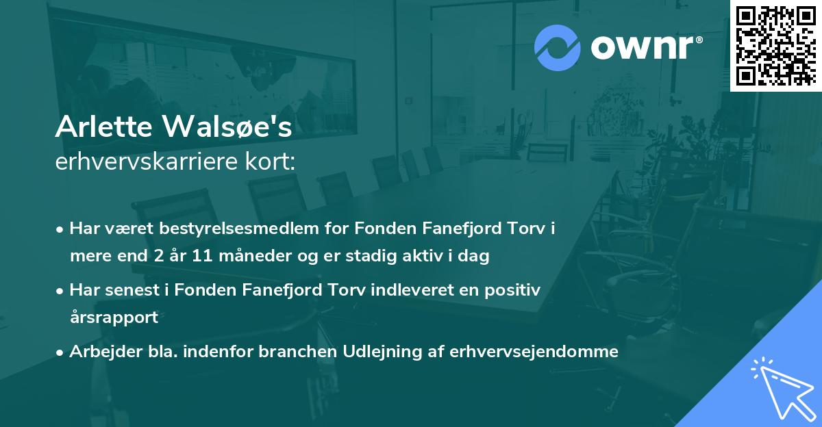 Arlette Walsøe's erhvervskarriere kort