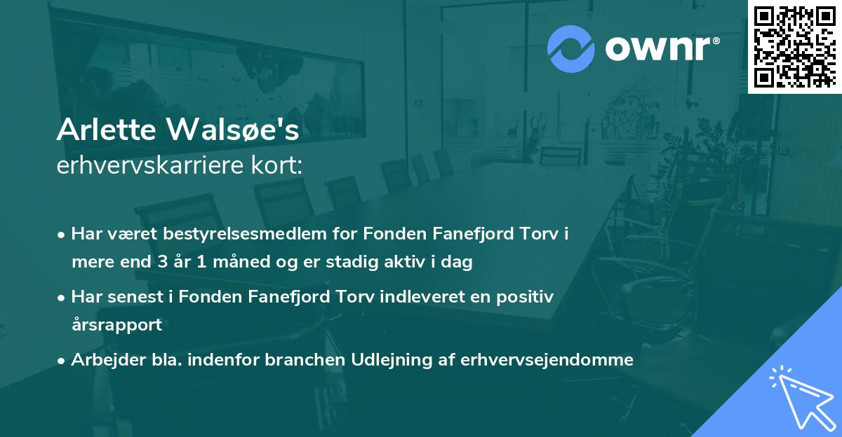 Arlette Walsøe's erhvervskarriere kort