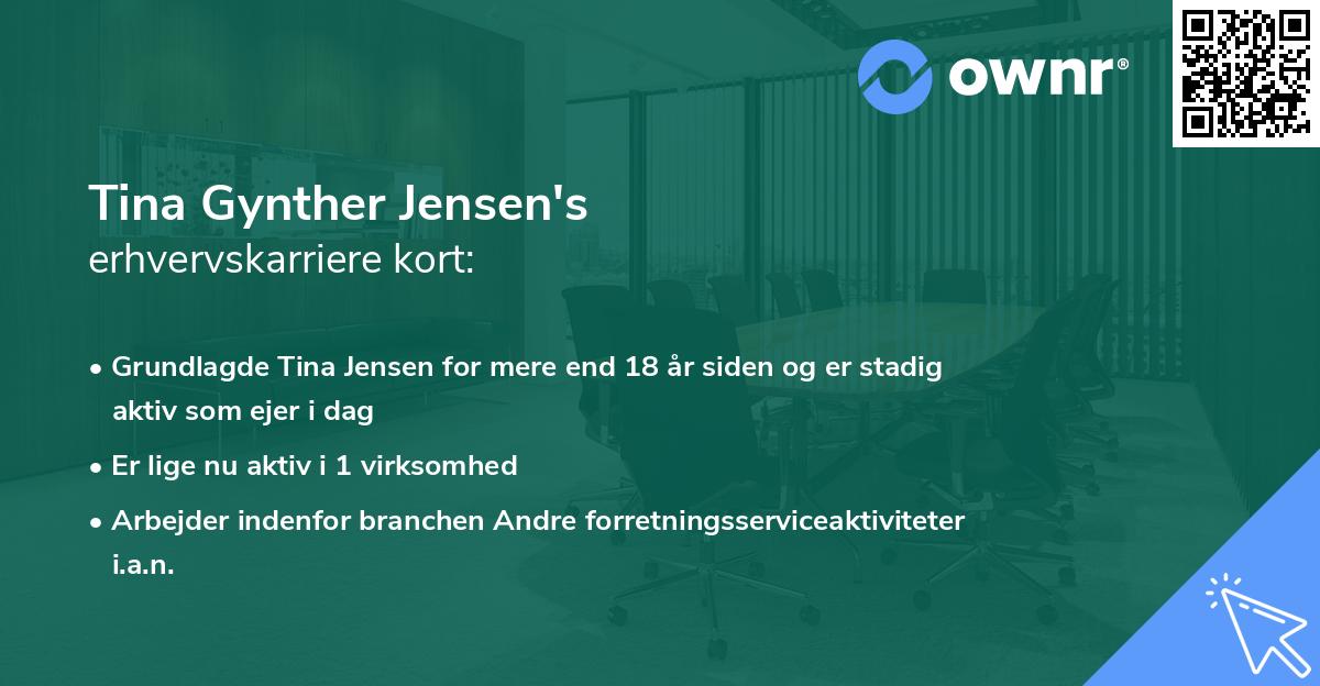 Tina Gynther Jensen's erhvervskarriere kort