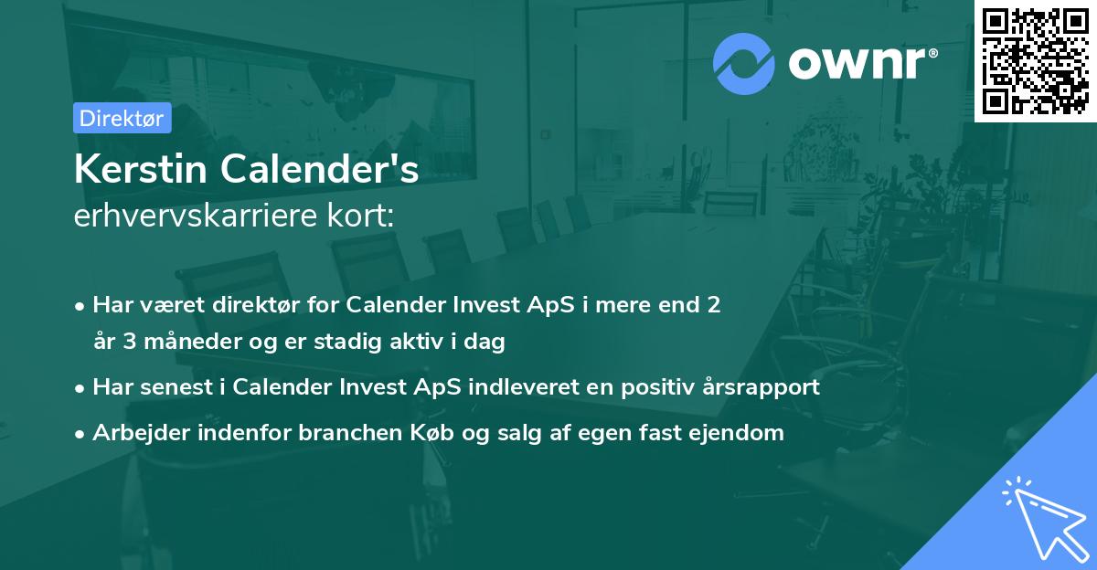 Kerstin Calender's erhvervskarriere kort