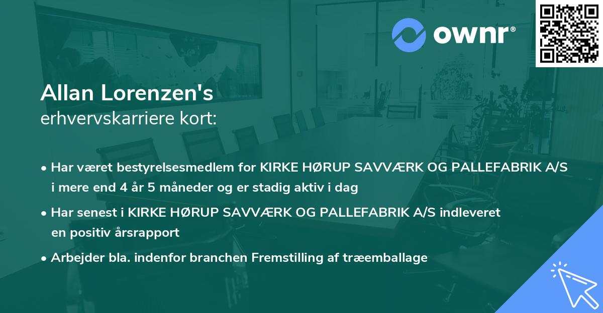 Allan Lorenzen's erhvervskarriere kort