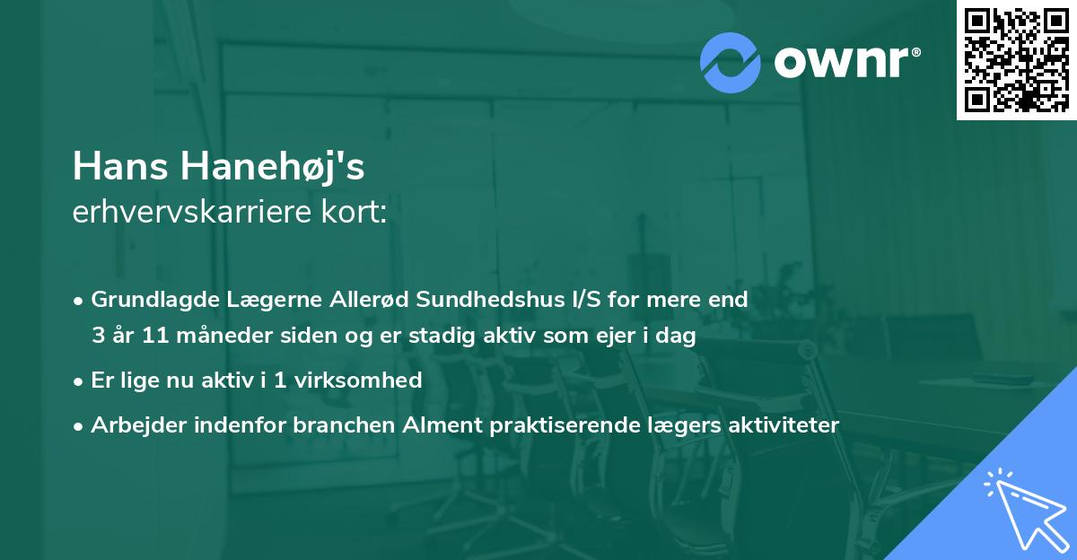 Hans Hanehøj's erhvervskarriere kort