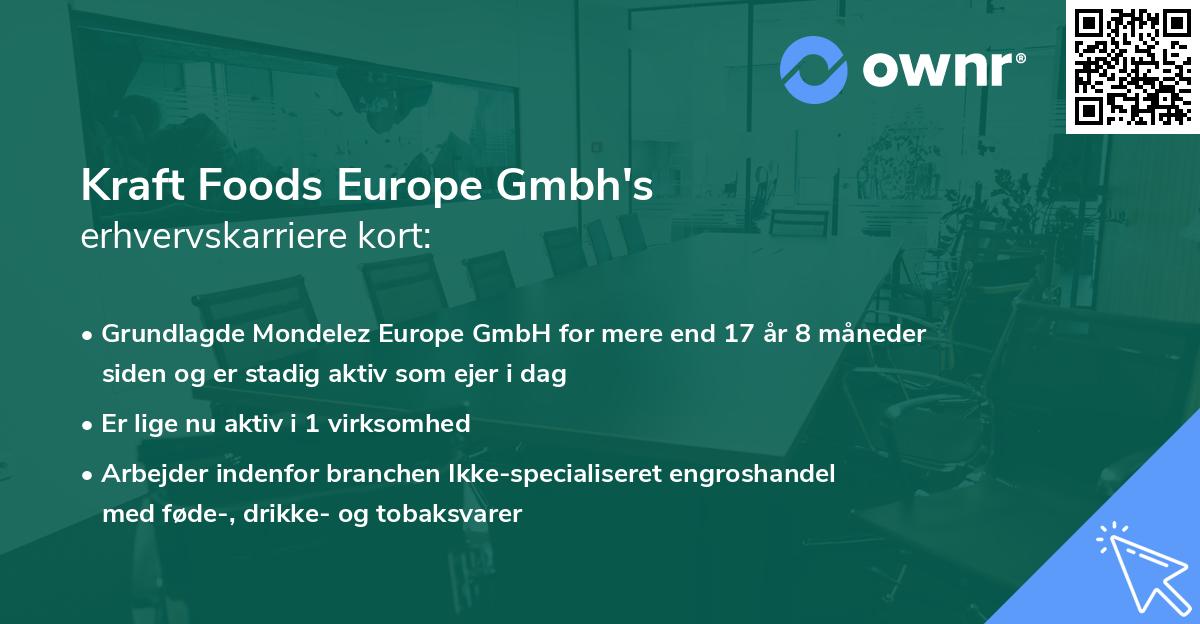 Kraft Foods Europe Gmbh's erhvervskarriere kort