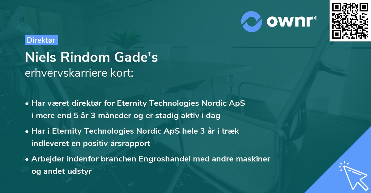 Niels Rindom Gade's erhvervskarriere kort