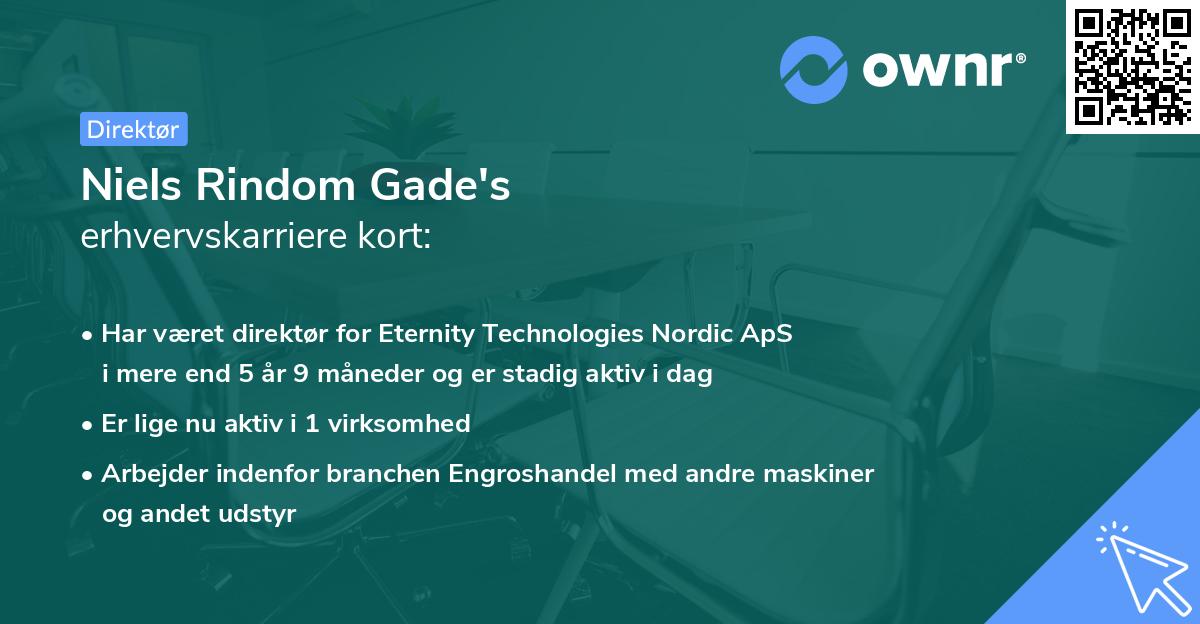 Niels Rindom Gade's erhvervskarriere kort