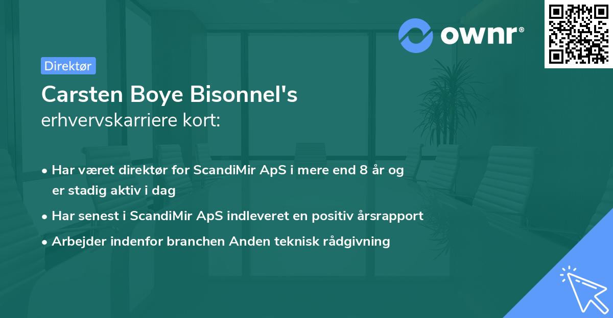 Carsten Boye Bisonnel's erhvervskarriere kort